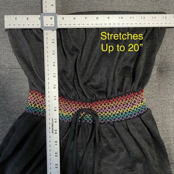 NEW Cupshe Strapless Romper Black Rainbow Lightweight Beach Boho Women's Small - Picture 6 of 14